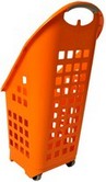 cestino spesa con ruote trolley in plastica arancio